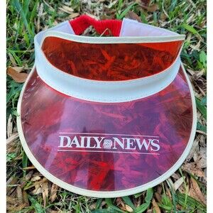 VTG Daily News Visor Screenprinted Adjustable Red Vintage Plastic (Unisex)